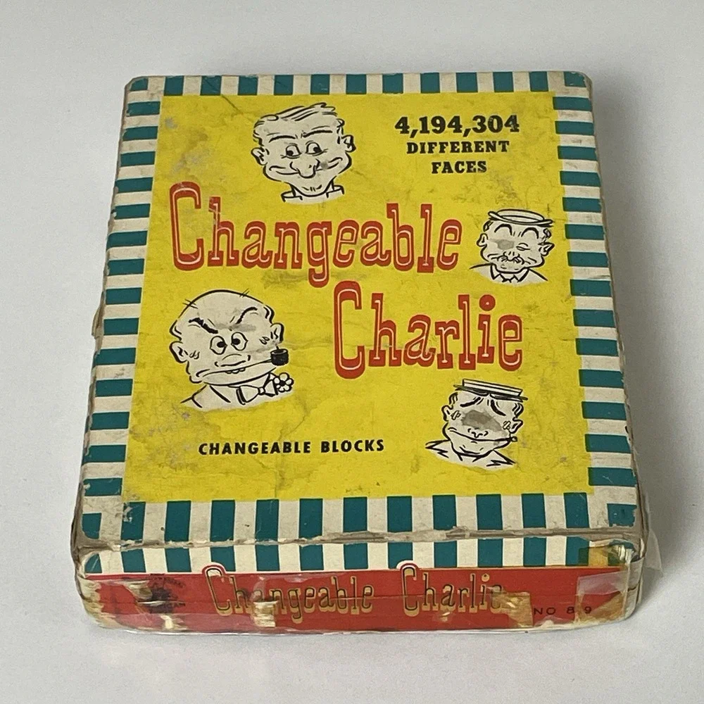 Changeable Charlie Wood Block‎ Vintage 1948 Puzzle Game American Toy Gaston Mfg